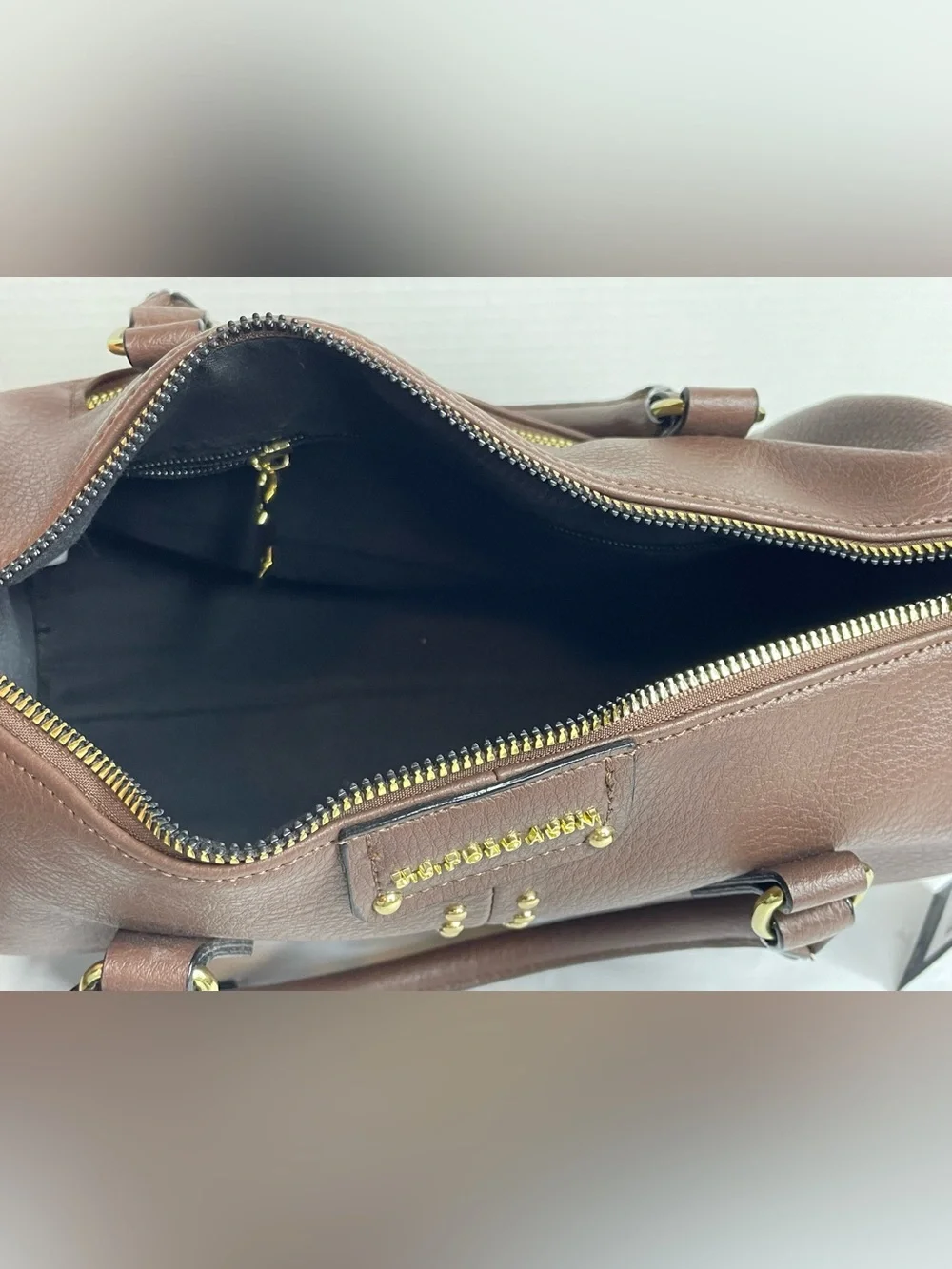 U.S. Polo Assn. Brown Satchel with Gold Studs